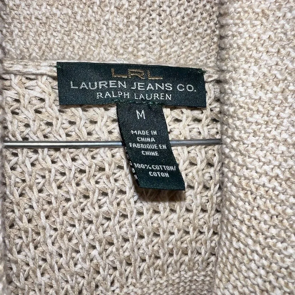 Ralph Lauren Womens Size  Medium Pullover Sweater Neutral Tan Knit Collared